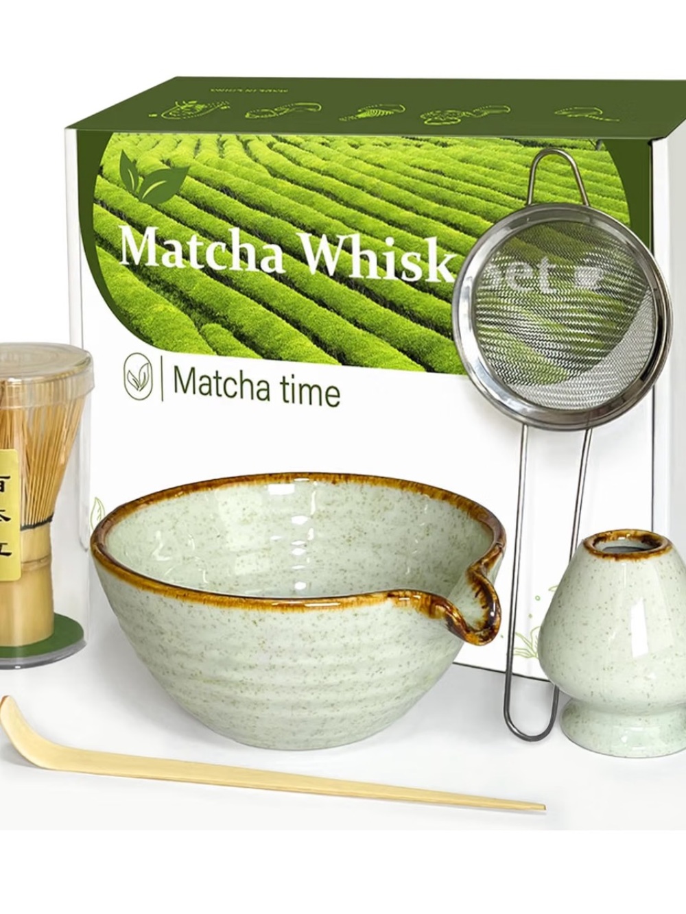 Matcha Whisk Set with Ceramic Bowl and Bamboo Tools - Matcha Time 059